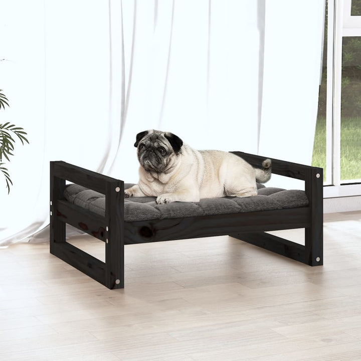 Hondenmand 65,5x50,5x28 cm massief grenenhout zwart - Griffin Retail