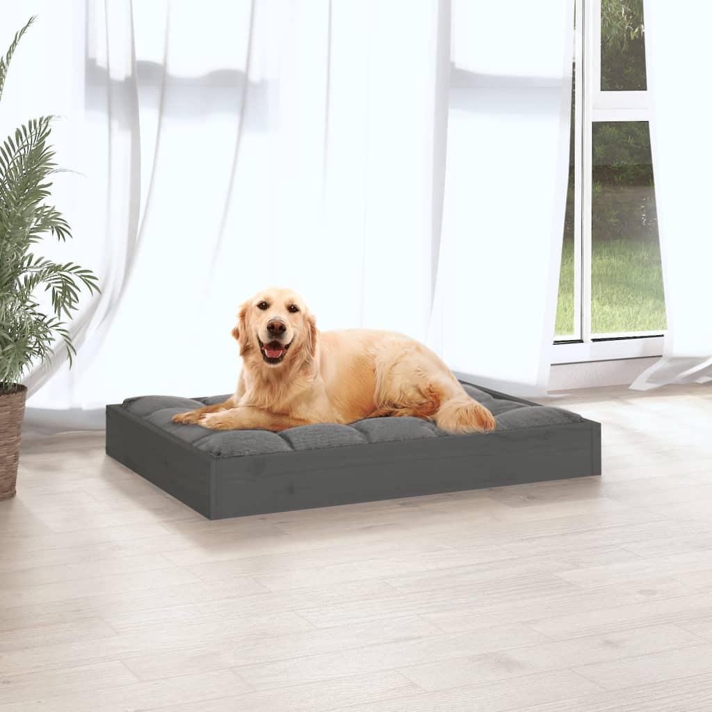 Hondenmand 71,5x54x9 cm massief grenenhout grijs - Griffin Retail