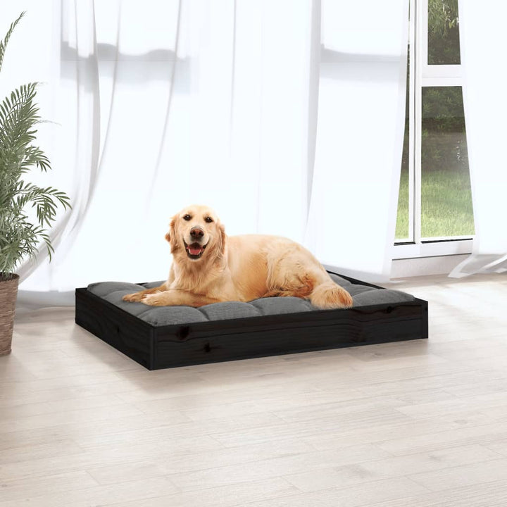 Hondenmand 71,5x54x9 cm massief grenenhout zwart - Griffin Retail