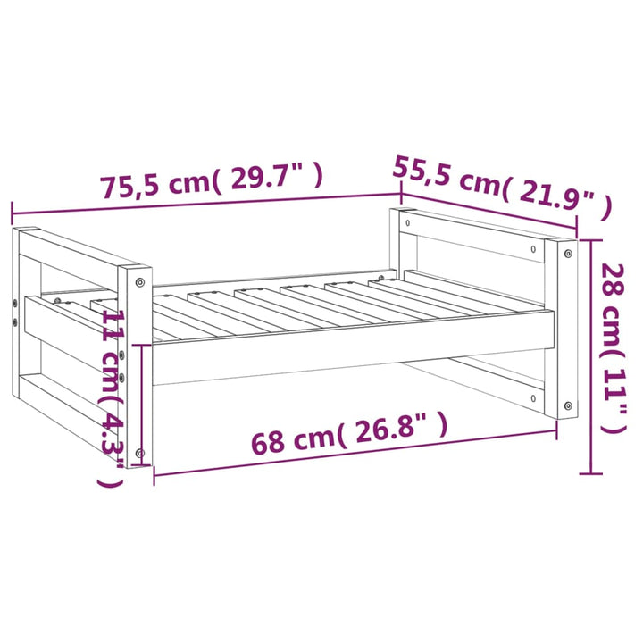 Hondenmand 75,5x55,5x28 cm massief grenenhout - Griffin Retail