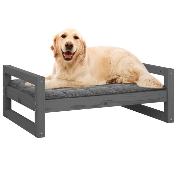 Hondenmand 75,5x55,5x28 cm massief grenenhout grijs - Griffin Retail