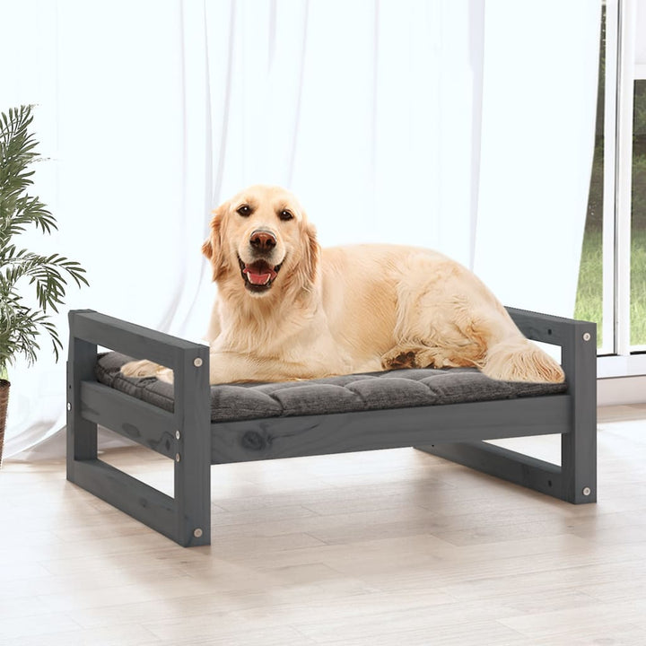Hondenmand 75,5x55,5x28 cm massief grenenhout grijs - Griffin Retail