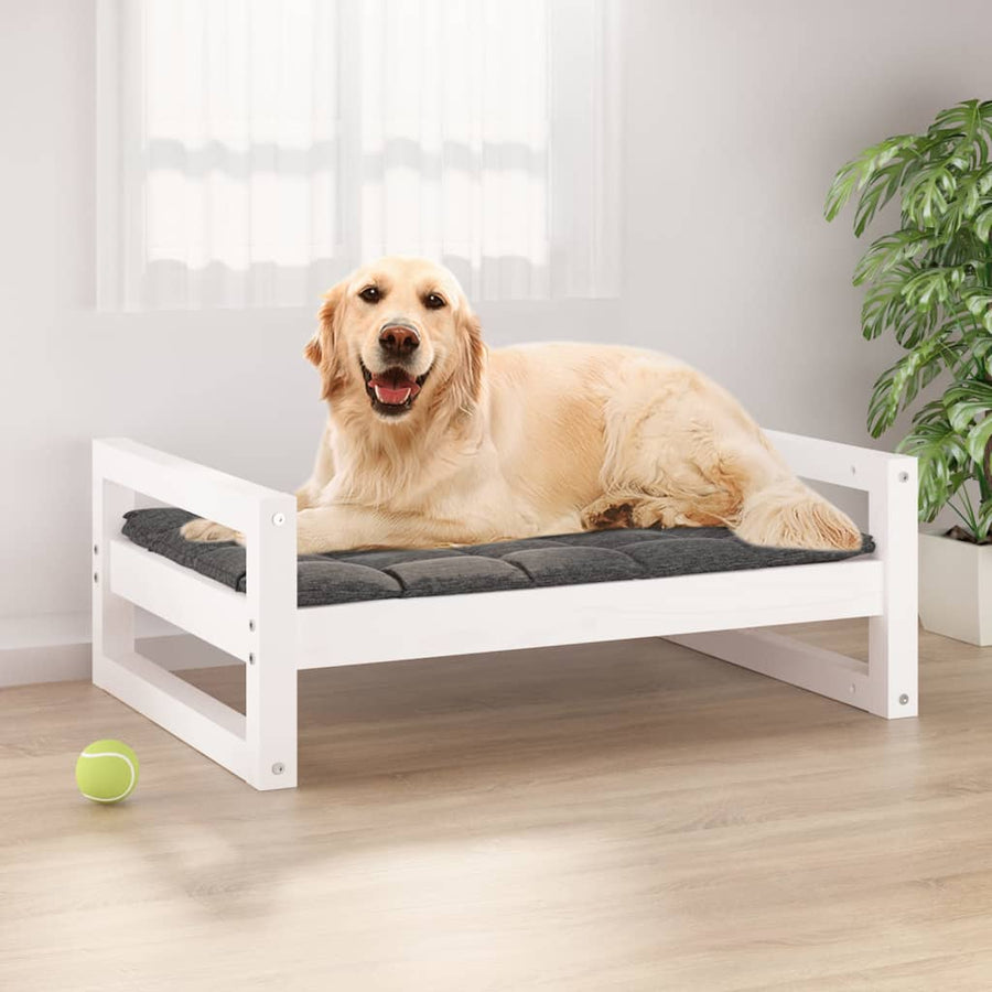 Hondenmand 75,5x55,5x28 cm massief grenenhout wit - Griffin Retail