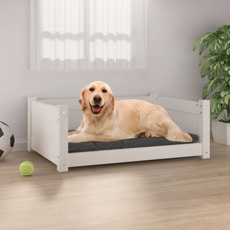 Hondenmand 75,5x55,5x28 cm massief grenenhout wit - Griffin Retail
