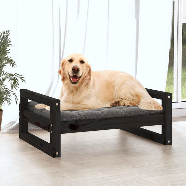 Hondenmand 75,5x55,5x28 cm massief grenenhout zwart - Griffin Retail