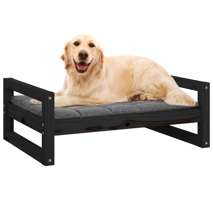 Hondenmand 75,5x55,5x28 cm massief grenenhout zwart - Griffin Retail