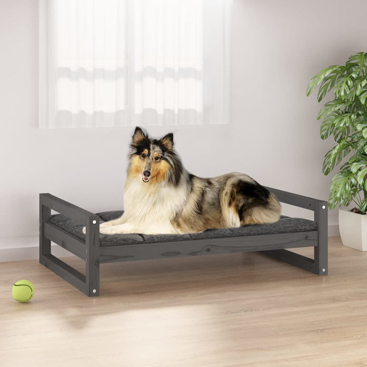 Hondenmand 95,5x65,5x28 cm massief grenenhout grijs - Griffin Retail