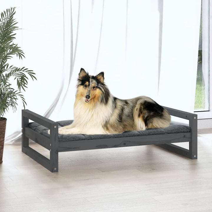 Hondenmand 95,5x65,5x28 cm massief grenenhout grijs - Griffin Retail