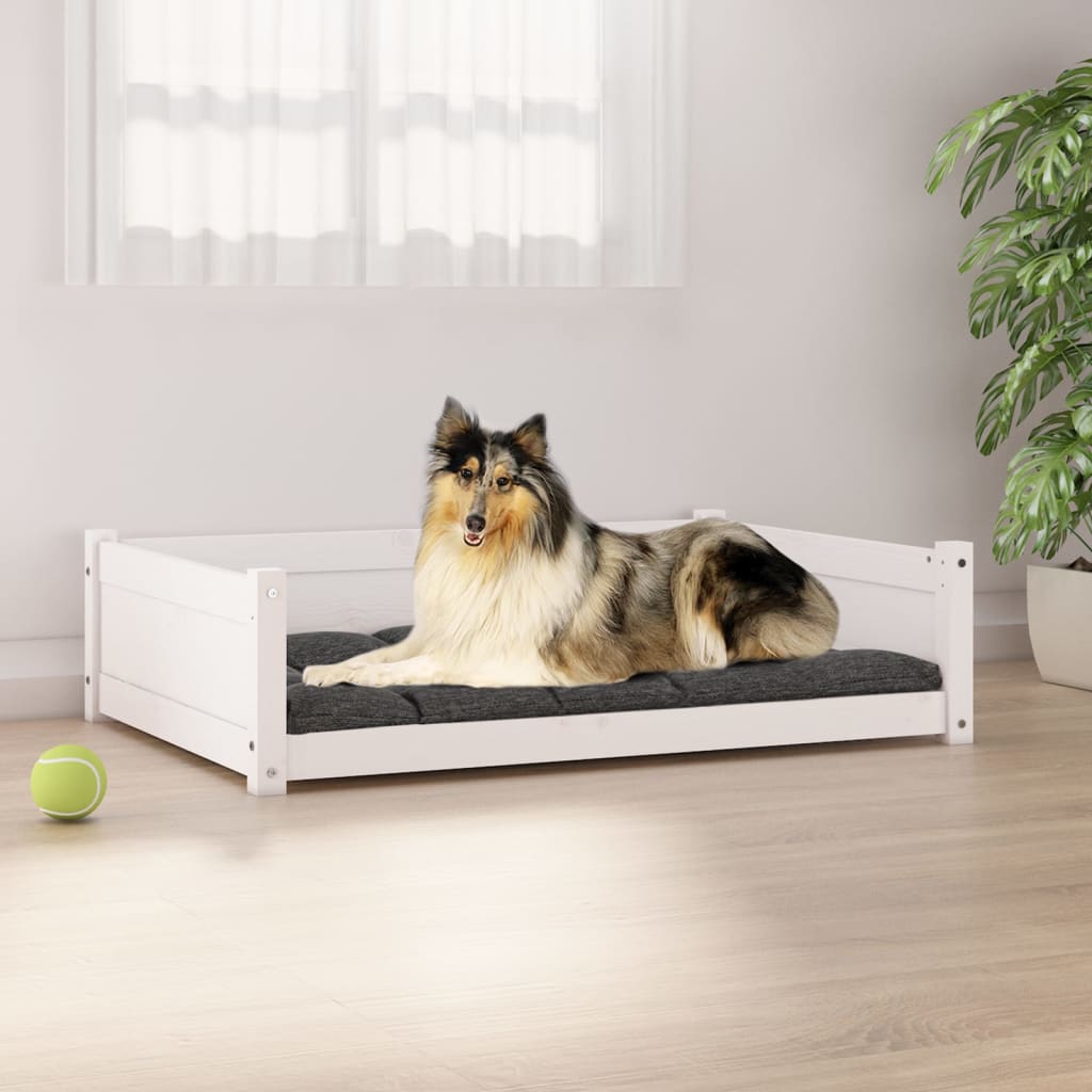 Hondenmand 95,5x65,5x28 cm massief grenenhout wit - Griffin Retail