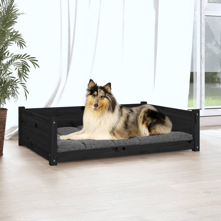 Hondenmand 95,5x65,5x28 cm massief grenenhout zwart - Griffin Retail