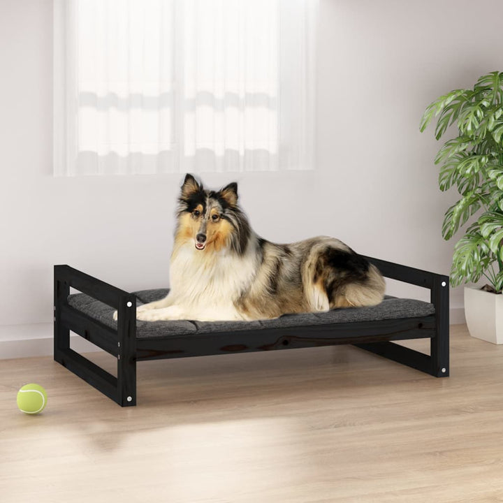 Hondenmand 95,5x65,5x28 cm massief grenenhout zwart - Griffin Retail