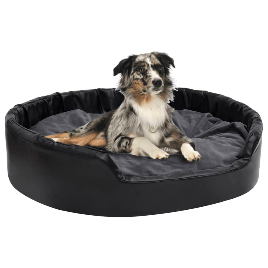 Hondenmand 99x89x21 cm pluche en kunstleer zwart en donkergrijs - Griffin Retail