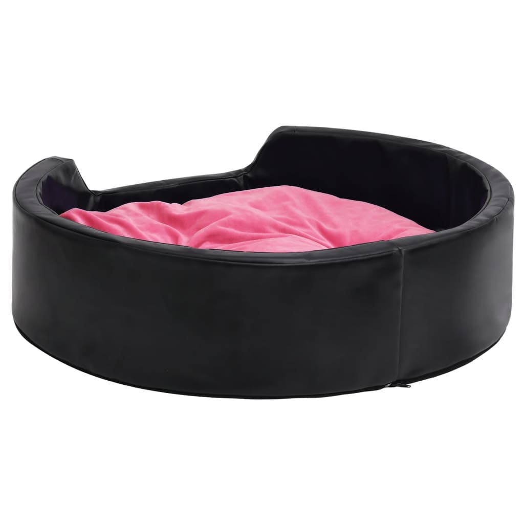 Hondenmand 99x89x21 cm pluche en kunstleer zwart en roze - Griffin Retail
