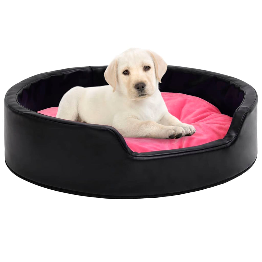 Hondenmand 99x89x21 cm pluche en kunstleer zwart en roze - Griffin Retail