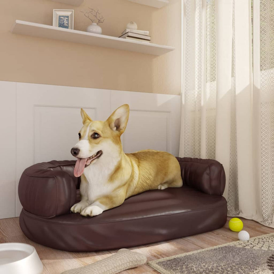 Hondenmand met ergonomisch schuim 60x42 cm kunstleer bruin - Griffin Retail
