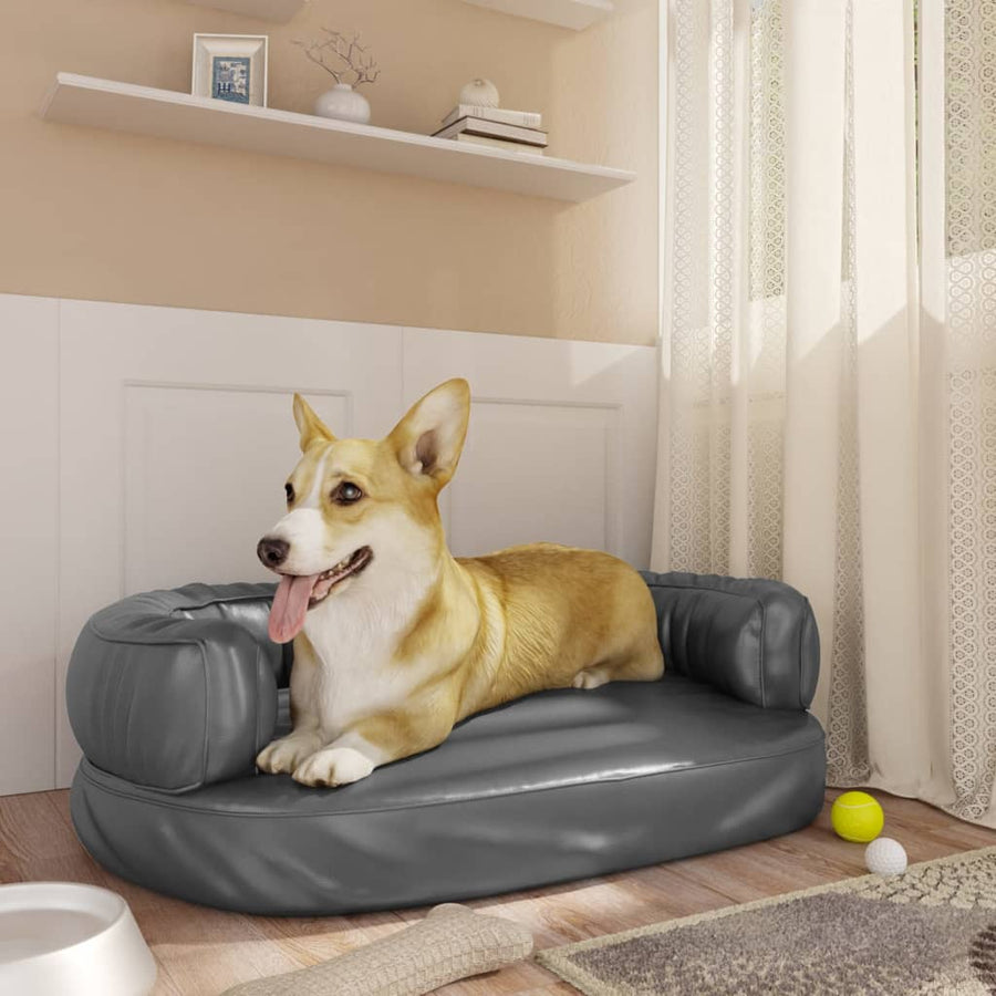 Hondenmand met ergonomisch schuim 60x42 cm kunstleer grijs - Griffin Retail