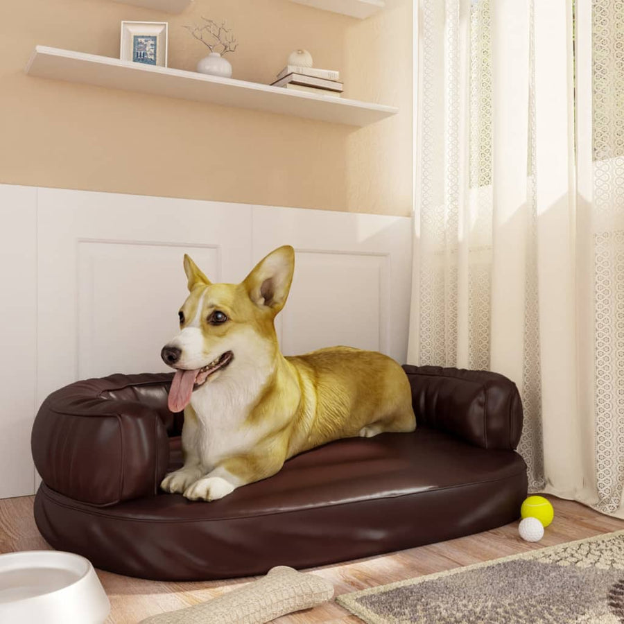 Hondenmand met ergonomisch schuim 75x53 cm kunstleer bruin - Griffin Retail