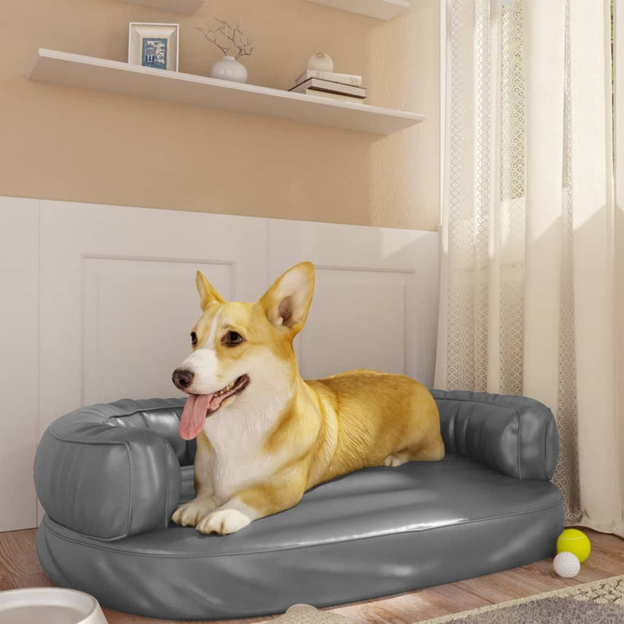 Hondenmand met ergonomisch schuim 75x53 cm kunstleer grijs - Griffin Retail