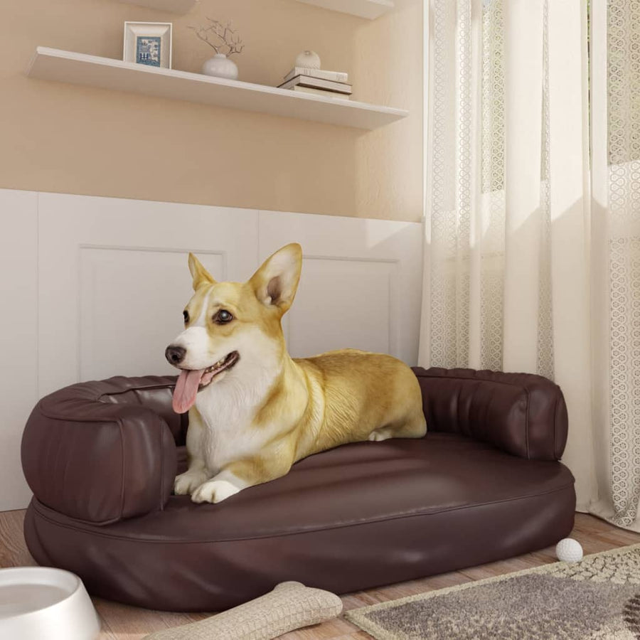 Hondenmand met ergonomisch schuim 88x65 cm kunstleer bruin - Griffin Retail