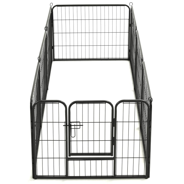 Hondenren met 8 panelen 60x80 cm staal zwart - Griffin Retail