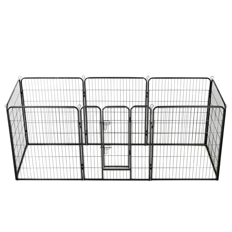 Hondenren met 8 panelen 80x100 cm staal zwart - Griffin Retail