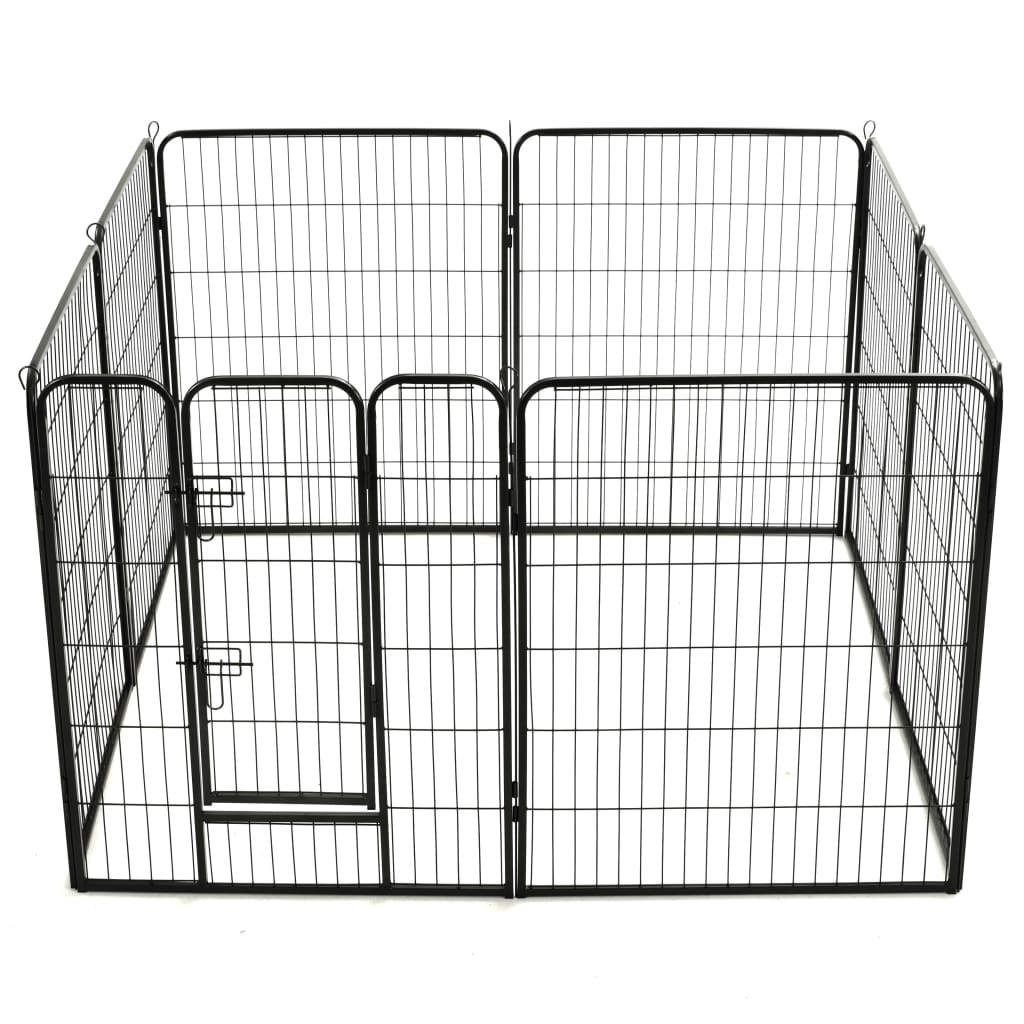 Hondenren met 8 panelen 80x100 cm staal zwart - Griffin Retail