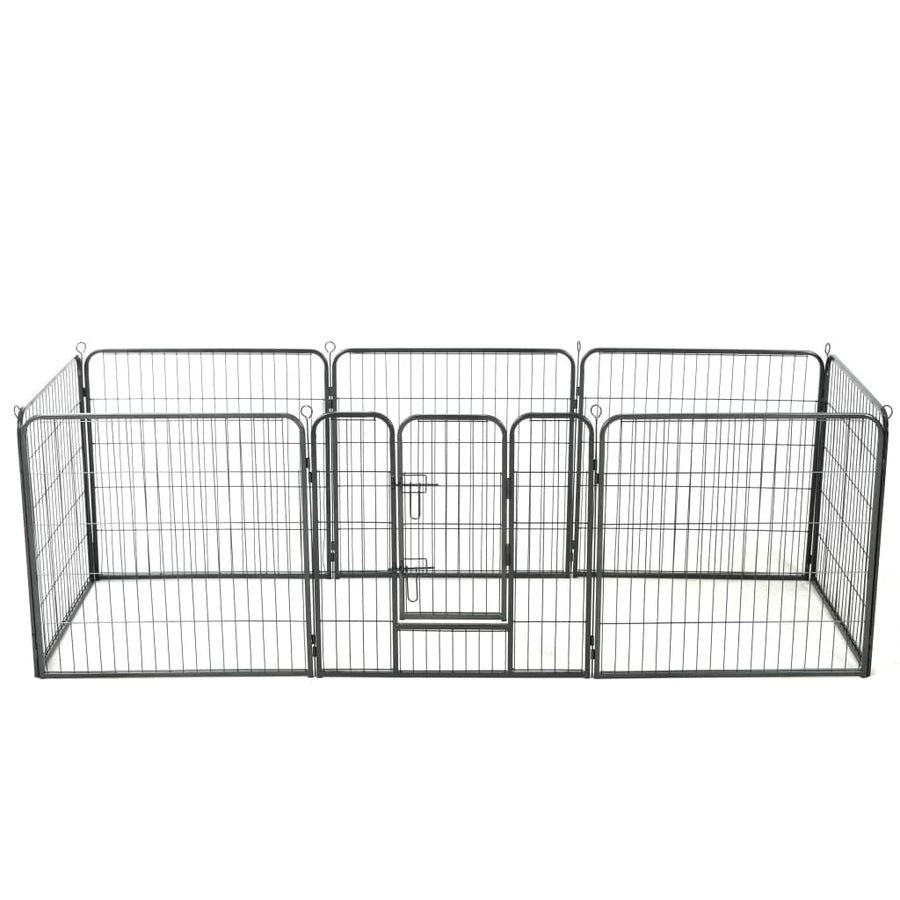 Hondenren met 8 panelen 80x80 cm staal zwart - Griffin Retail