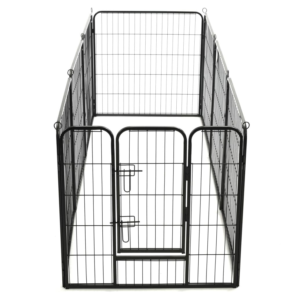 Hondenren met 8 panelen 80x80 cm staal zwart - Griffin Retail