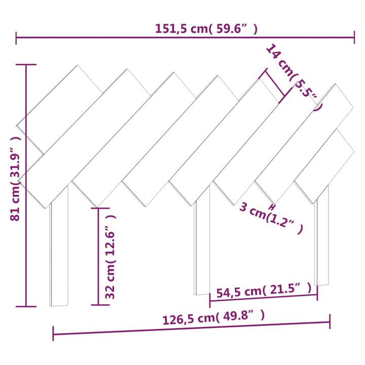 Hoofdbord 151,5x3x81 cm massief grenenhout - Griffin Retail