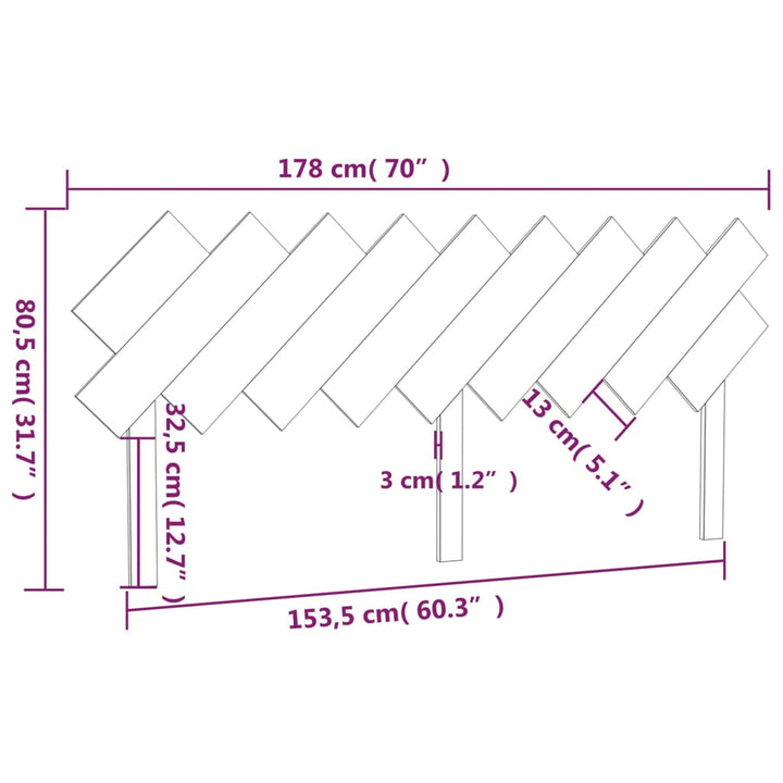 Hoofdbord 178x3x80,5 cm massief grenenhout - Griffin Retail