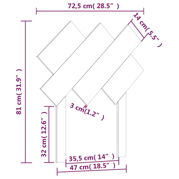 Hoofdbord 72,5x3x81 cm massief grenenhout zwart - Griffin Retail