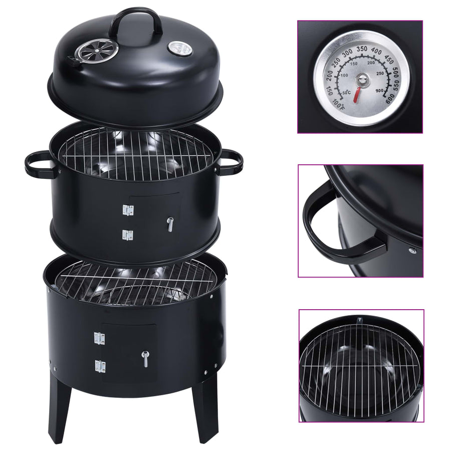 Houtskoolroker barbecue-grill 3-in-1 40x80 cm - Griffin Retail
