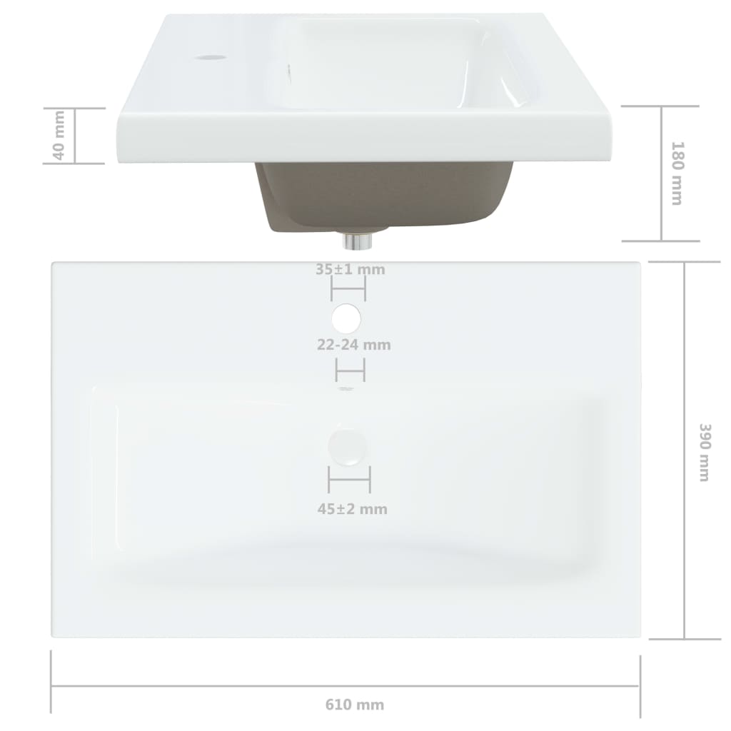 Inbouwwastafel met kraan 61x39x18 cm keramiek wit - Griffin Retail