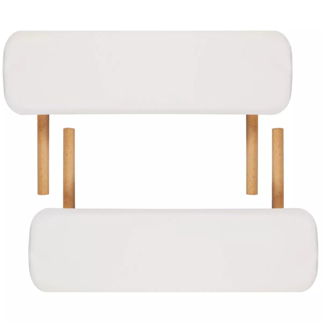 Inklapbare massagetafel 2 zones met houten frame (creme) - Griffin Retail