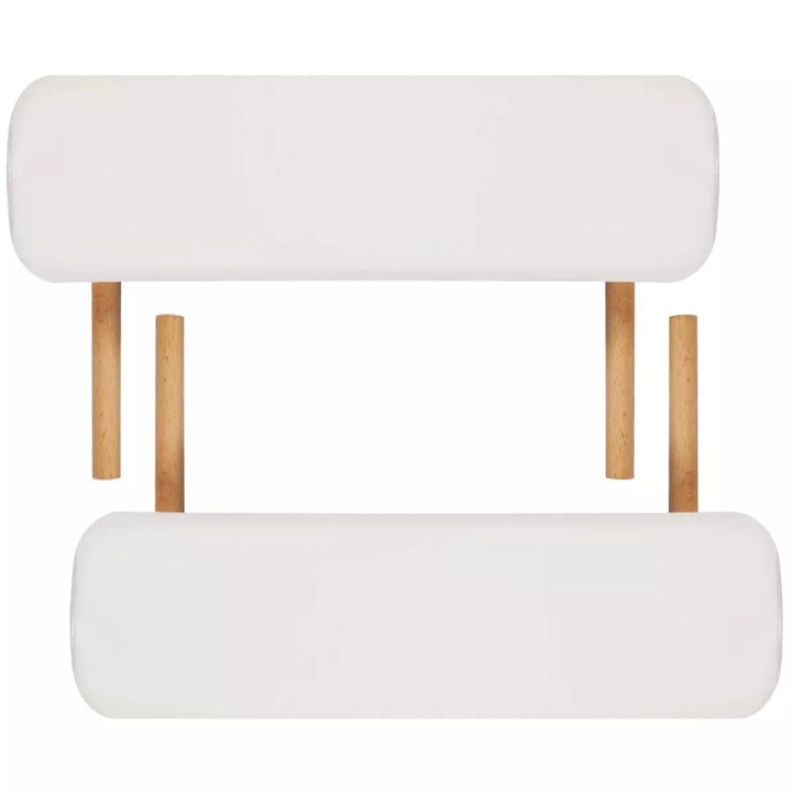 Inklapbare massagetafel 2 zones met houten frame (creme) - Griffin Retail