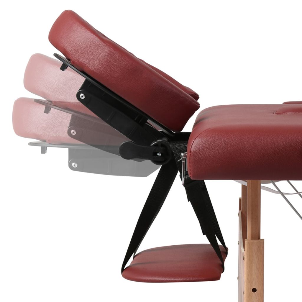 Inklapbare massagetafel 2 zones met houten frame (Rood) - Griffin Retail