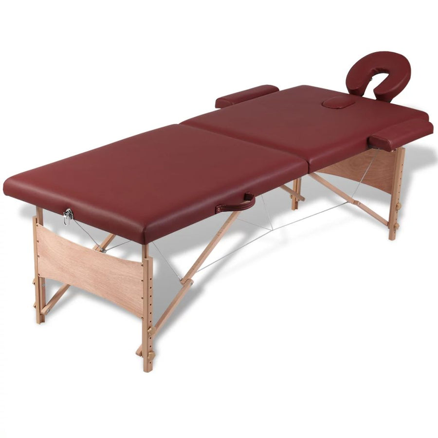 Inklapbare massagetafel 2 zones met houten frame (Rood) - Griffin Retail