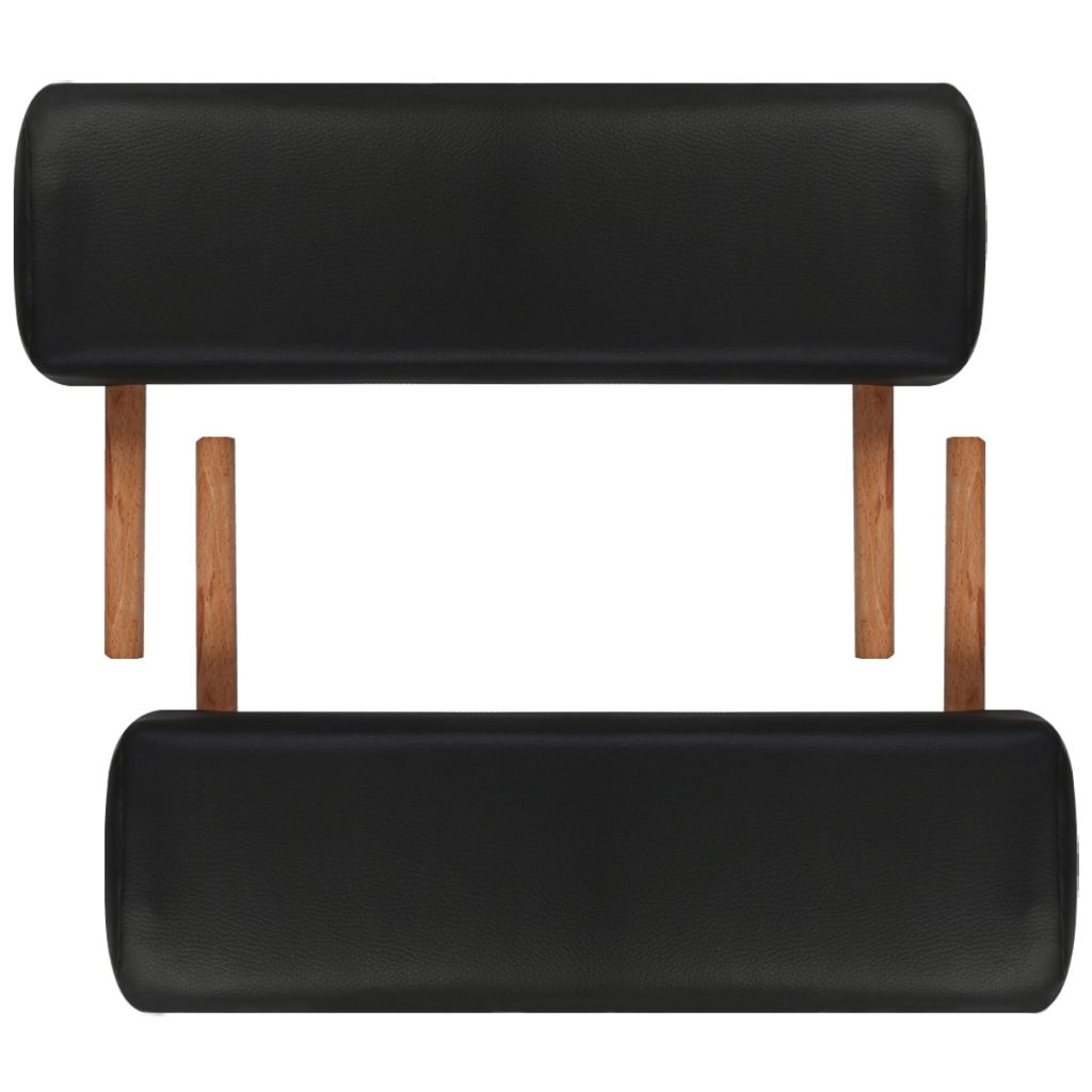 Inklapbare massagetafel 2 zones met houten frame (zwart) - Griffin Retail