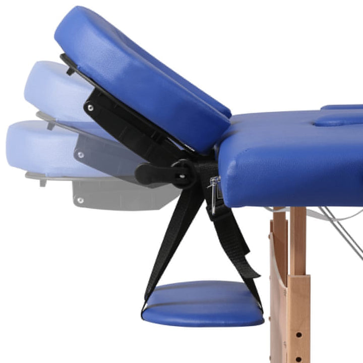 Inklapbare massagetafel 3 zones met houten frame (blauw) - Griffin Retail