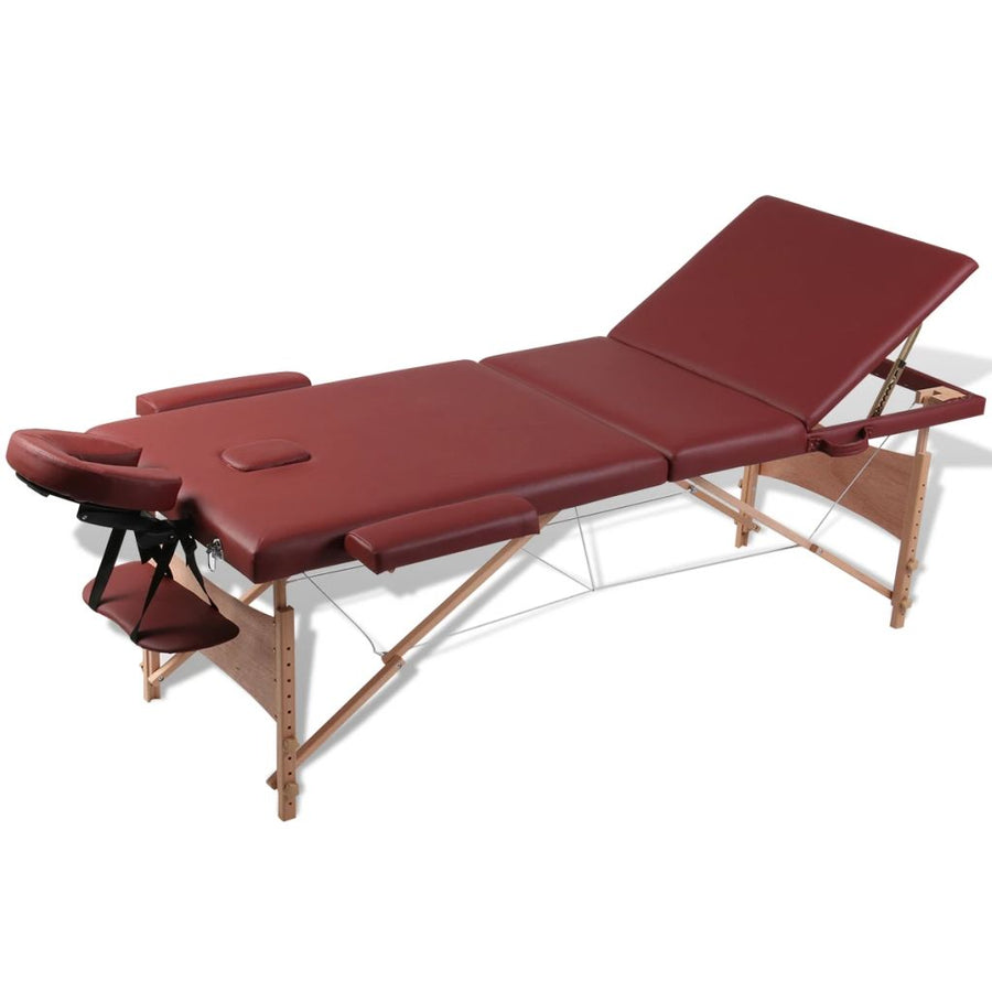 Inklapbare massagetafel 3 zones met houten frame (Rood) - Griffin Retail