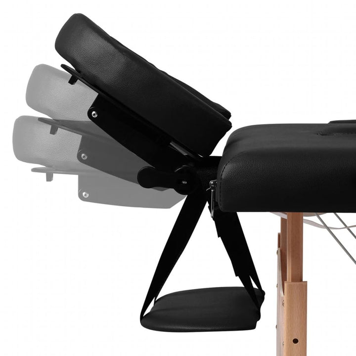 Inklapbare massagetafel 3 zones met houten frame (zwart) - Griffin Retail
