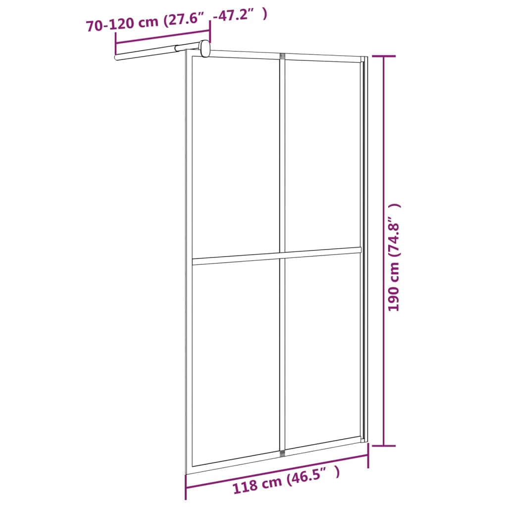 Inloopdouchescherm 118x190 cm donker gehard glas - Griffin Retail