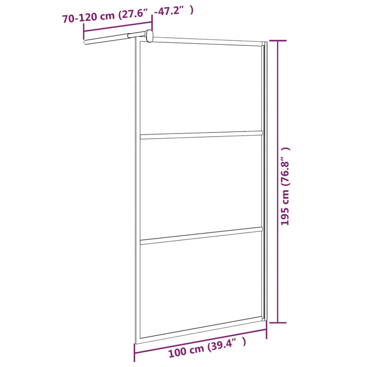 Inloopdouchewand 100x195 cm donker ESG-glas zwart - Griffin Retail