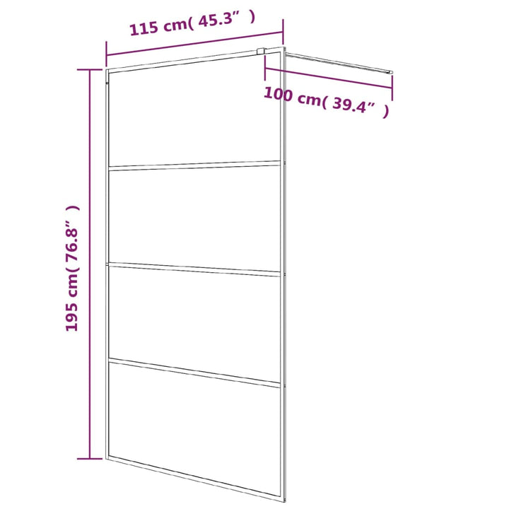 Inloopdouchewand 115x195 cm mat ESG-glas zwart - Griffin Retail