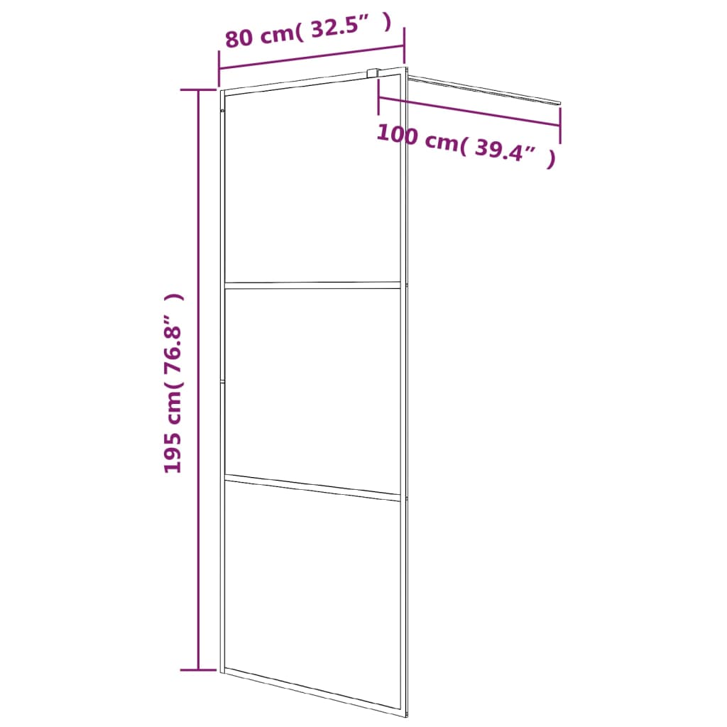 Inloopdouchewand 80x195 cm halfmat ESG-glas zwart - Griffin Retail