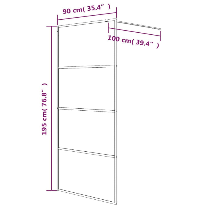 Inloopdouchewand 90x195 cm mat ESG-glas zwart - Griffin Retail