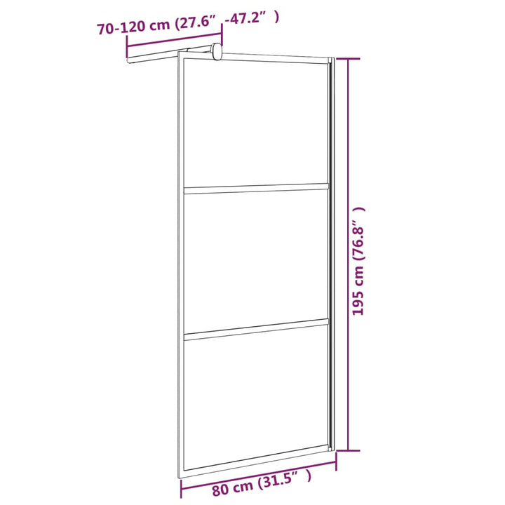 Inloopdouchewand met stenenmotief 80x195 cm ESG-glas zwart - Griffin Retail