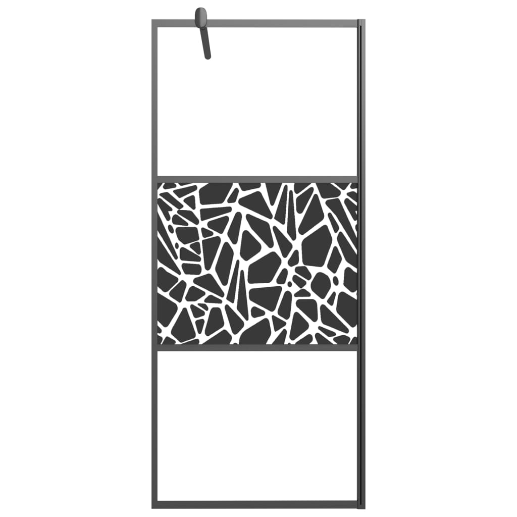 Inloopdouchewand met stenenmotief 80x195 cm ESG-glas zwart - Griffin Retail