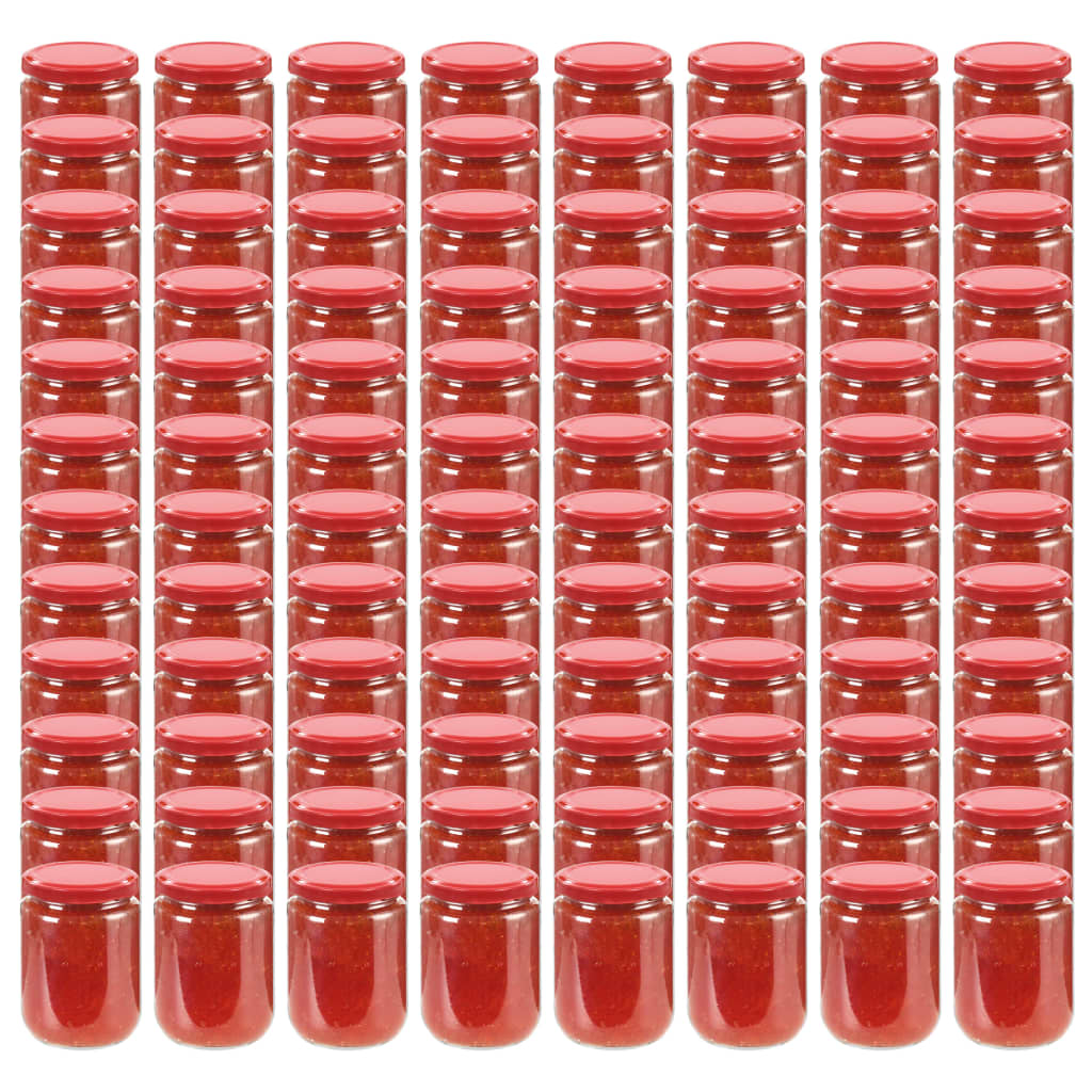 Jampotten met rode deksels 96 st 230 ml glas - Griffin Retail
