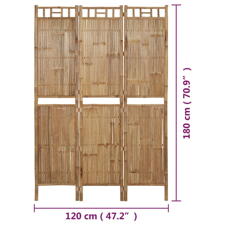 Kamerscherm met 3 panelen 120x180 cm bamboe - Griffin Retail